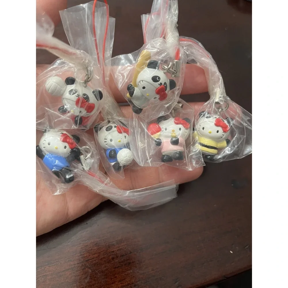 Vintage Sanrio x Bandai Hello Kitty Panda Sport Kitty Strap Set of 6 Gachapon